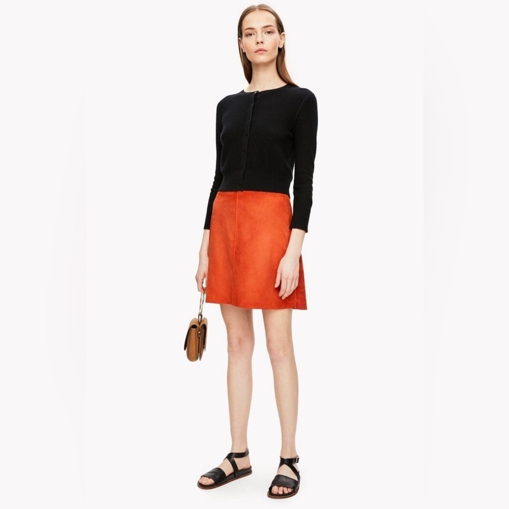 Theory 100% Lamb Leather Suede Mini Skirt. Size 0 - Picture 1 of 11